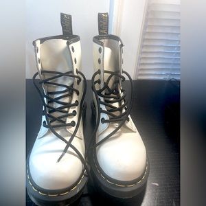 white doc martens combat boot
